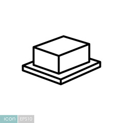 Classic Butter Block on a Dish Vector Icon