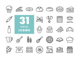31 Bakery Products and Kitchen Tools Icons