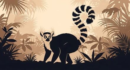 Fototapeta premium Lemur in Tropical Forest.
