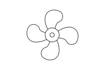 Simple fan blade continuous one line minimalist outline vector illustration for modern design
