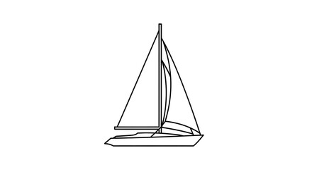 Minimalist Line Art Sailing Boat Illustration on White Background