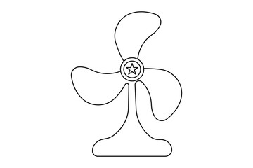 Simple fan blade continuous one line minimalist outline vector illustration for modern design
