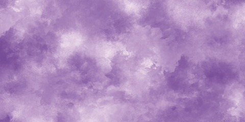 Abstract purple background with clouds. Watercolor background texture with hand-painted brush strokes. Violet watercolor wash with cloud-like texture.
