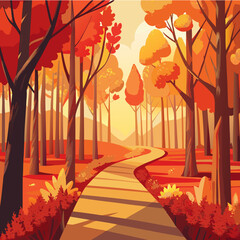 Cozy boho bedroom interior scene with plants and sunset window vector illustration