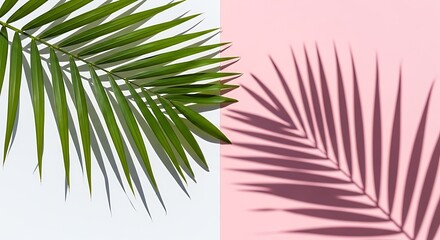 Palm Leaf Shadow on Pink and White