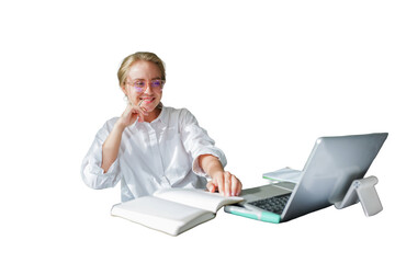 Engaging in online study, a focused learner connects with educational resources and ideas