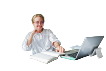 Engaging in online study, a focused learner connects with educational resources and ideas