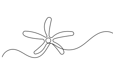 Simple fan blade continuous one line minimalist outline vector illustration for modern design
