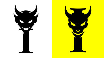 Collection of Two Stylized Devil Head Monograms for the Letter I