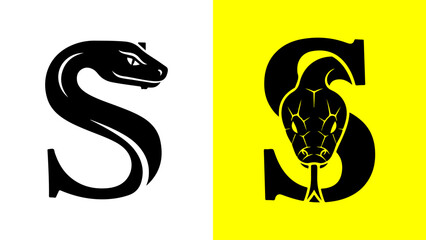 Stylized Serpent Letter S Logo Design Set
