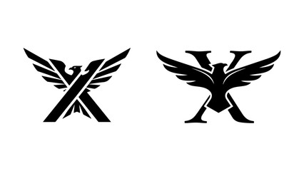 Dynamic Letter X Logos Featuring Eagle and Phoenix Bird Silhouettes