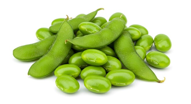 Fresh, vibrant, and healthy edamame pods against a backdrop of health and wellness