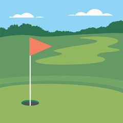 Scenic Golf Course Illustration Vector Art for Outdoor Recreation and Sport Design