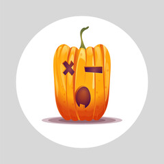 Scary Halloween Pumpkin Face Vector Illustration