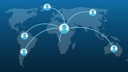 World map overlaid with digital connections and glowing data points. Futuristic digital network connection with glowing user icons and interconnected data points
 - Powered by Adobe