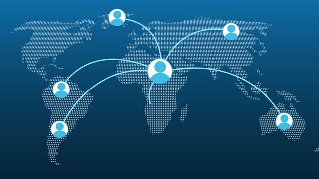World map overlaid with digital connections and glowing data points. Futuristic digital network connection with glowing user icons and interconnected data points
 - Powered by Adobe