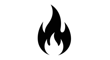 Stylized Black Flame Icon, Burning Fire Symbol.