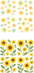 Cheerful Yellow and Teal Daisy Flower Collection.