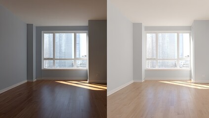 Obraz premium Interior room, two lighting variations