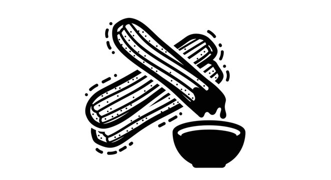 Delicious churros illustration with chocolate sauce in vector format for culinary designs