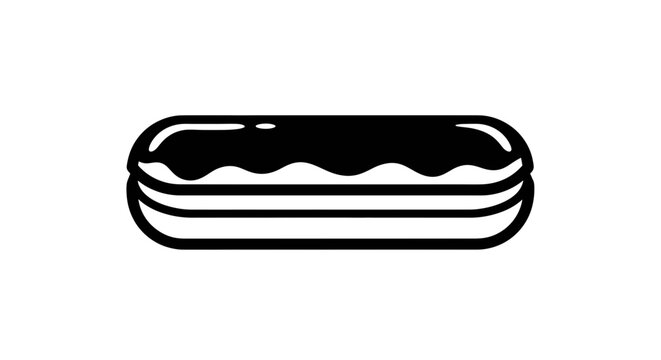 Eclair pastry illustration with chocolate icing, representing bakery and desserts for menu and