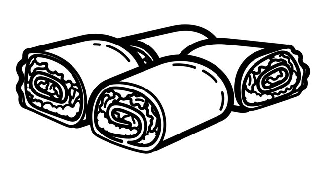 black and white rolls food clip art preview