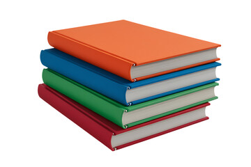 A Stack of Colorful Hardcover Books Ready for Reading isolated on white background , cutout	
