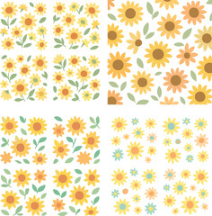 Cute Sunflower and Flower Patterns 1.