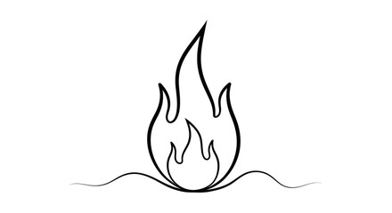 Simple Line Art Illustration of a Flame.