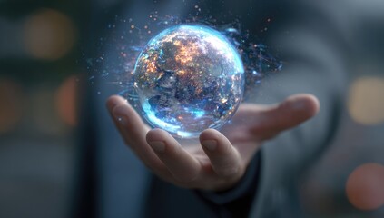 Holographic Earth in a hand (1)