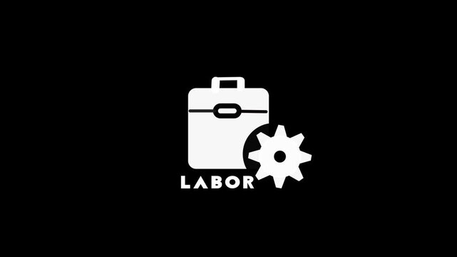 white labor bag icon .First aid kit. User interface design. White symbol on black space background .