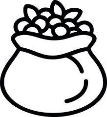 Vector art of a simple line art icon of a bag full of coins