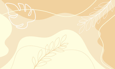 Neutral minimal background in pastel colors with plants floral elements.Vector for social media stories and post, invitation, greeting card, packaging, banner, presentation, poster.
