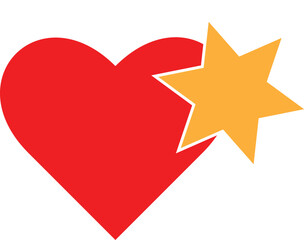Romantic heart with shining star vector design
