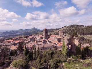 Aerial View of Casertavecchia Medieval Village in Campania, Italy