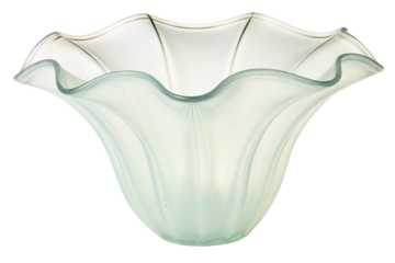 Frosted white glass lampshade with a classic wavy design isolated with transparent background