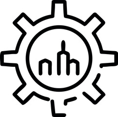 Fototapeta premium Vector art of gear with cityscape inside