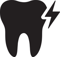 Sensitive tooth icon silhouette. Dental pain, oral health, cavity, toothache, dentistry care warning vector design.