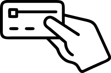 Vector art of line icon of a hand holding a credit card for payment