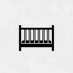 Simple black silhouette icon of a baby crib or cot, representing infant sleep and nursery furniture.