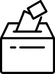 Vector art of outline icon of a ballot box with a ballot being inserted, symbolizing voting and elections