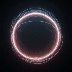 Obraz premium Glowing circular energy field with abstract light trails.