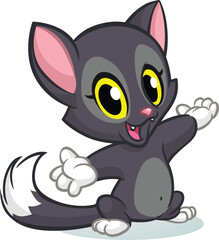 A cheerful gray kitten with big yellow eyes and a friendly wave transparent editable vector for t-shirt mug wall stickers wallpaper sticker design multipurpose use in high definition format