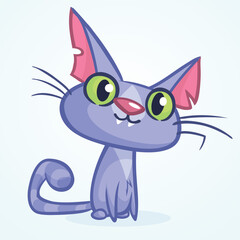 A mischievous blue cat with big green eyes and a playful grin transparent editable vector for t-shirt mug wall stickers wallpaper sticker design multipurpose use in high definition format