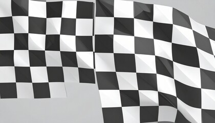 Fototapeta premium Close-up view of black and white checkered racing flag fabric with folds and texture