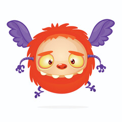 A fluffy orange monster with bat wings and a comically flustered expression transparent editable vector for t-shirt mug wall stickers wallpaper sticker design multipurpose use in high definition forma