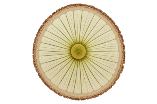 Cross-section of a flower revealing radial symmetry and intricate details.  A botanical masterpiece. background removed - Powered by Adobe