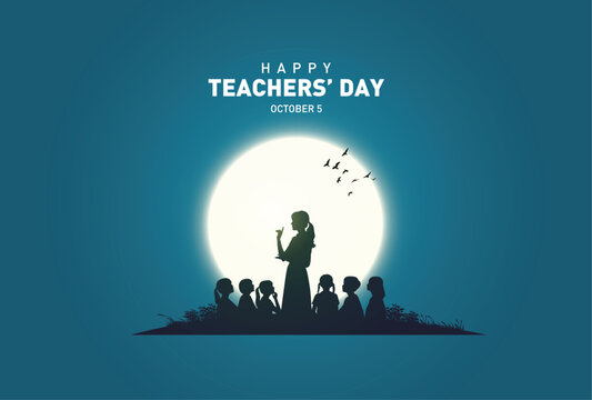 Happy Teacher's day concept vector illustration background. Creative teacher's day vector education concept.