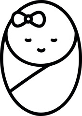 Vector art of cute baby wrapped in a blanket with a bow