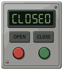Control panel 3d icon set. featuring open, close, button, and closed display symbols